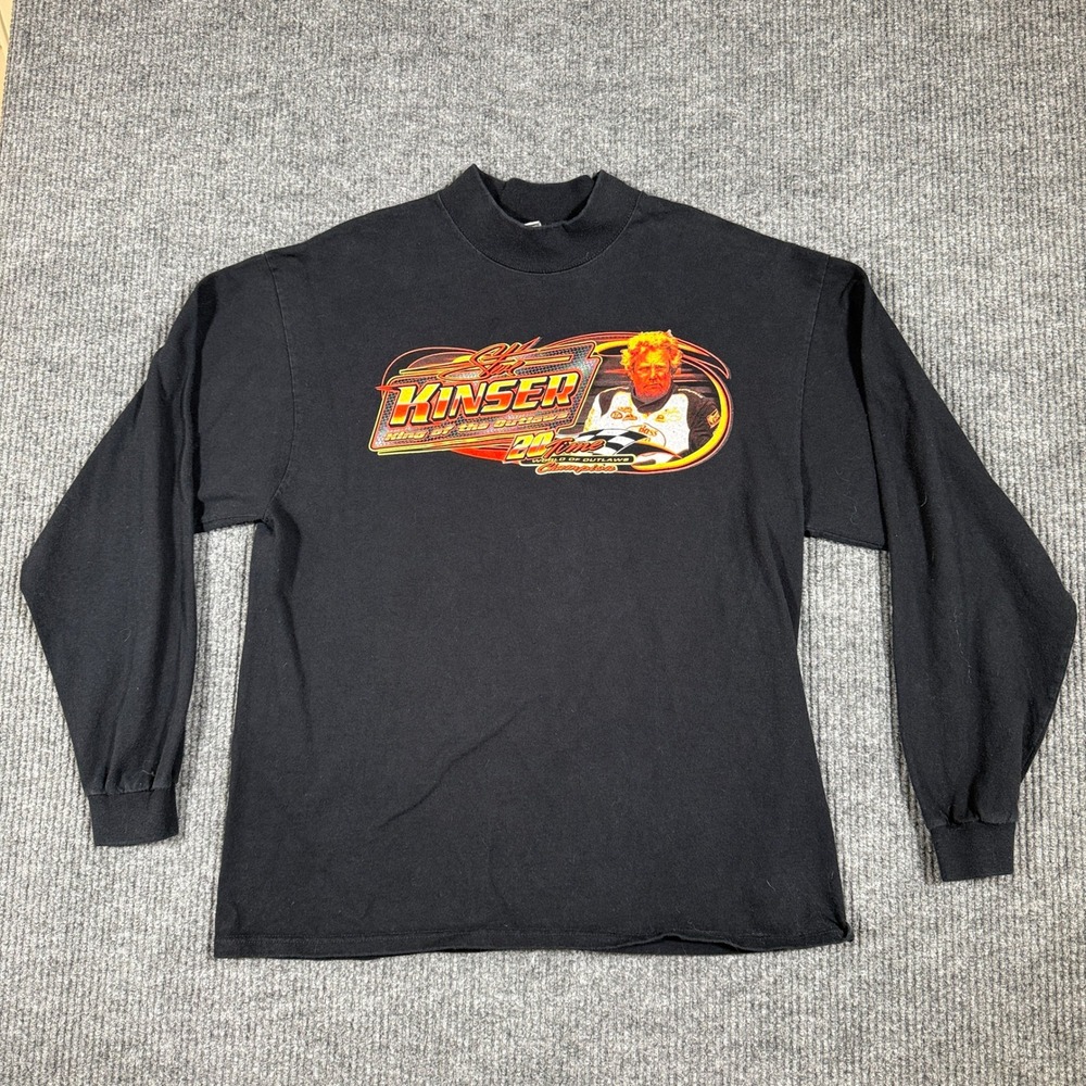 Vintage Steve Kinser World of Outlaws Racing Shirt Mens XL Black Long Sleeve Tee